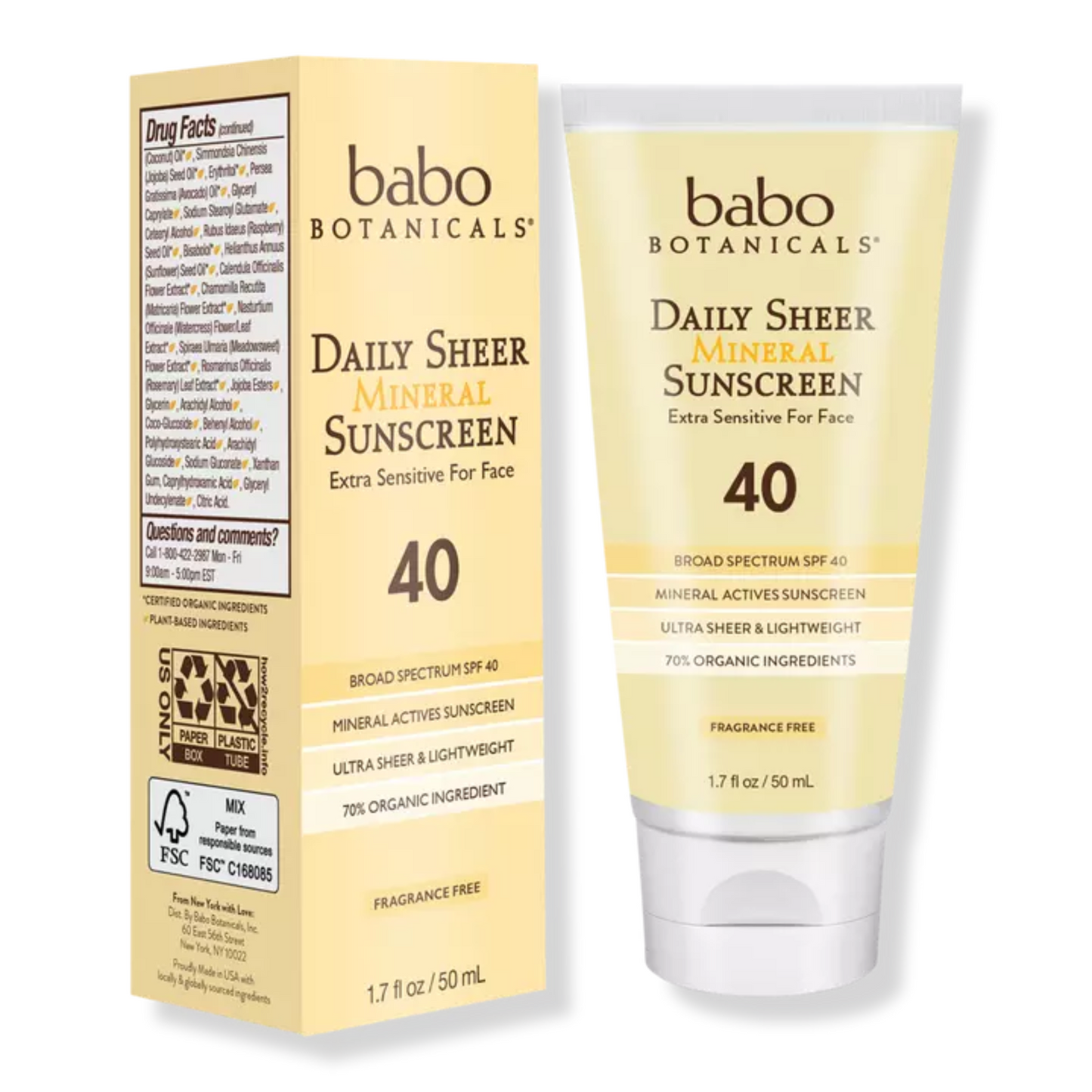 Babo Botanicals Daily Sheer Mineral Sunscreen SPF 40 (1.7 fl oz) #10086670